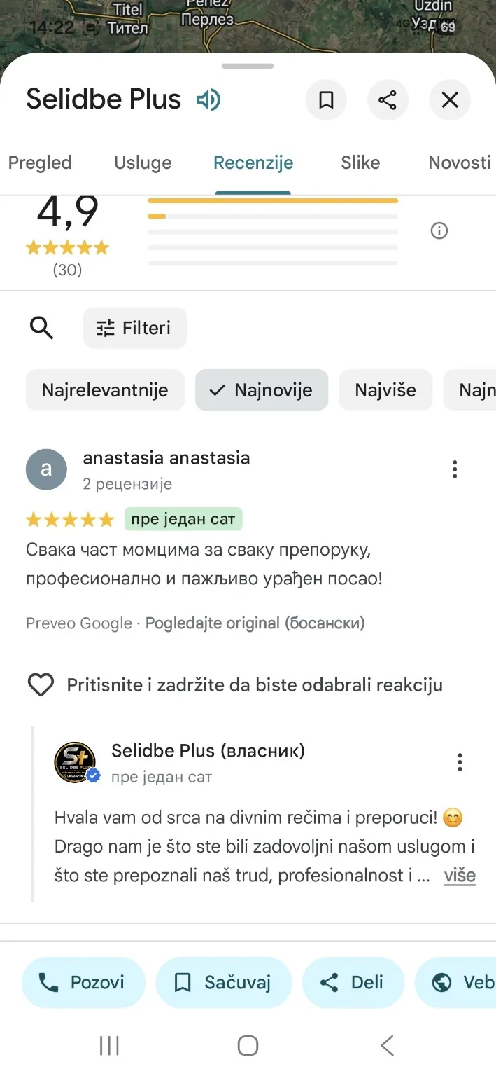 Google recenzija klijenta Anastasija za ovaj posao